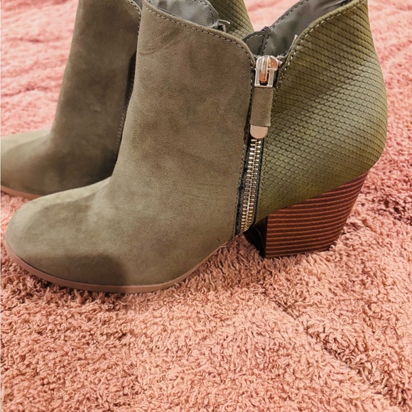 Macy's Olive Textured Ankle Booties - Picture 1 of 3